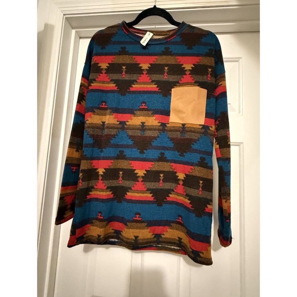 Vanilla Bay Women’s Aztec Print Top Size M Southwestern Geometric Bohemian